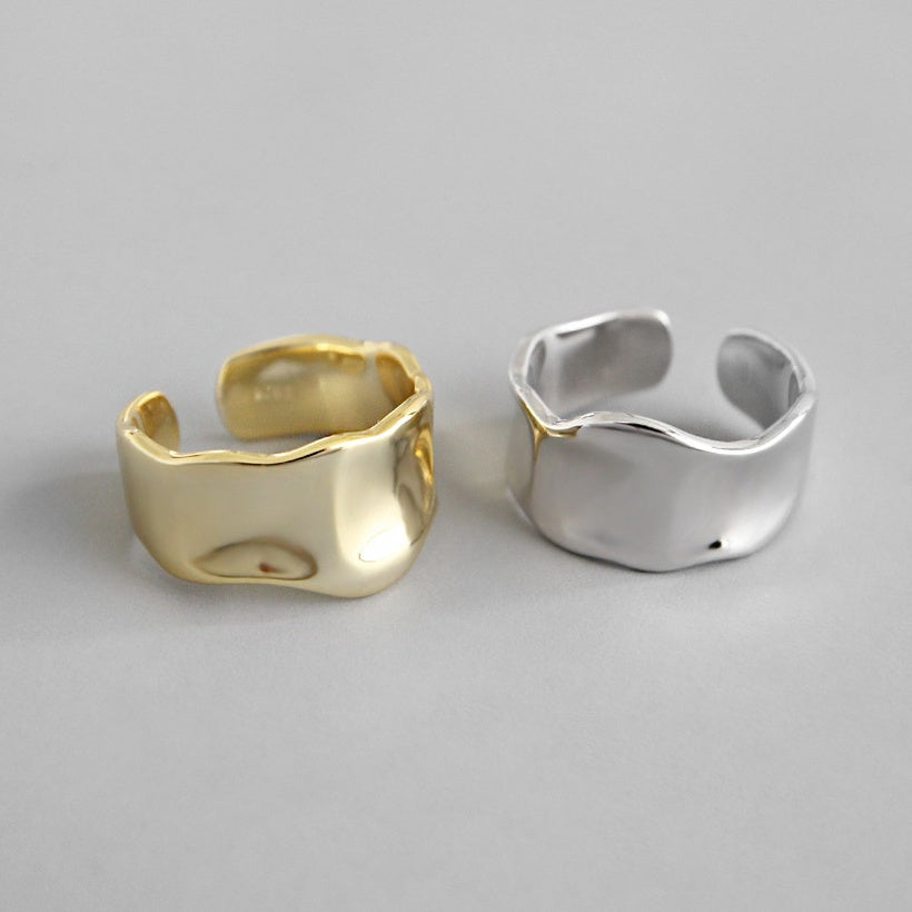 Anillo de moda europeo y americano nuevo anillo abierto cóncavo irregular
