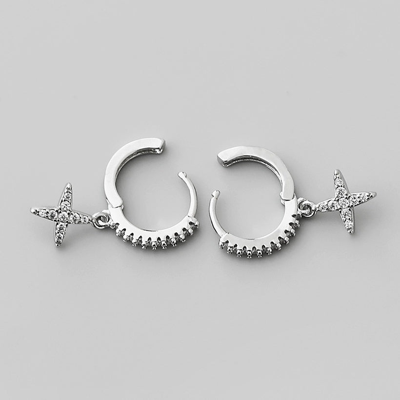 Pendientes de oro laminado con colgante de estrella cruzada brillante a la moda al por mayor