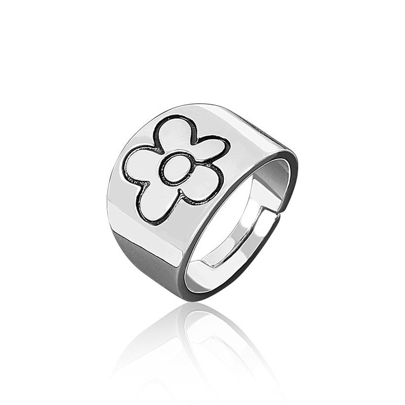 Anillo de flor de margarita brillante simple con personalidad Anillo pequeño y fresco