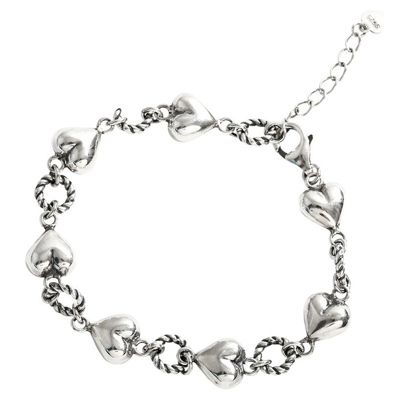 Pulsera de costura de círculo de corazón retro diseño de nicho femenino pulsera en forma de corazón de cadena trenzada