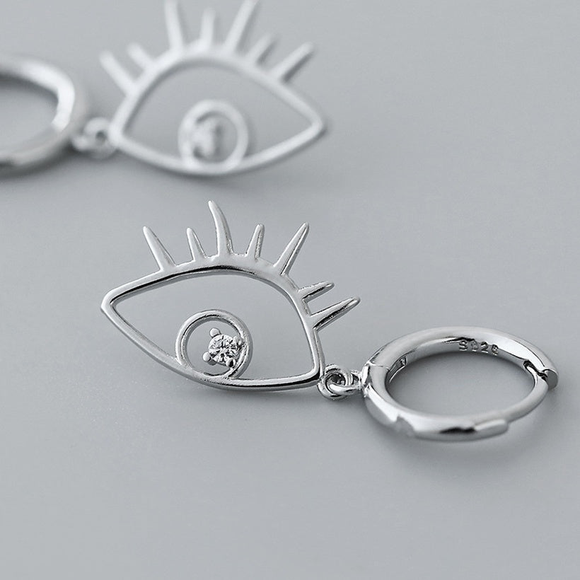 pendientes de oro laminado de circón con incrustaciones geométricas de ojo simple de moda al por mayor