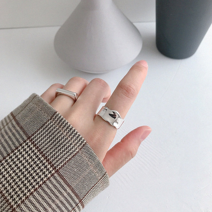 Anillo de moda europeo y americano nuevo anillo abierto cóncavo irregular