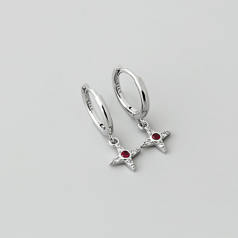 Pendientes colgantes de circón rojo cruzado retro al por mayor