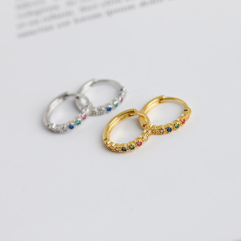 Pendientes de oro laminado de circón de color mezclado al por mayor