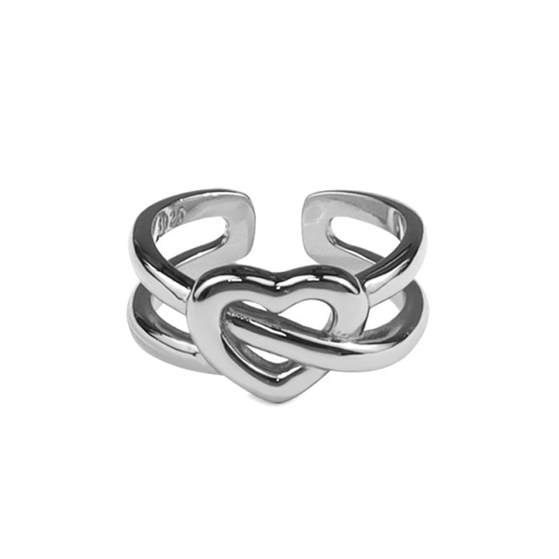 Moda Simple a la moda ahueca hacia fuera el cordón para trenzar el anillo femenino creativo nuevo amor Cruz chica anillo europeo y americano joyería