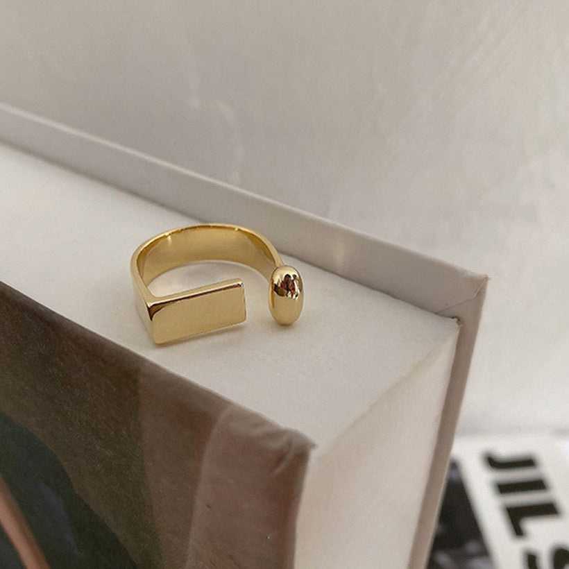 Anillo de apertura geométrica en forma de U simple anillo de dedo índice sexy de moda