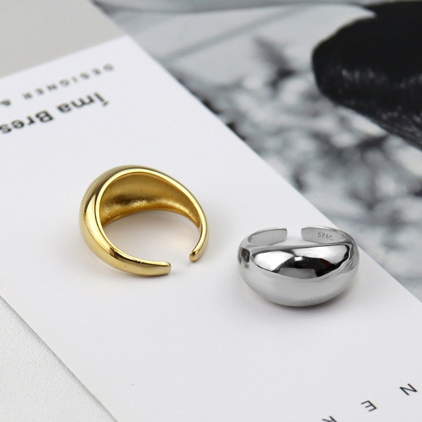 anillo simple liso simple moda creativa apertura geométrica anillo de oro laminado de temperamento ajustable