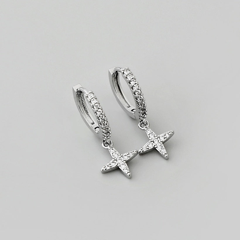 Pendientes de oro laminado con colgante de estrella cruzada brillante a la moda al por mayor