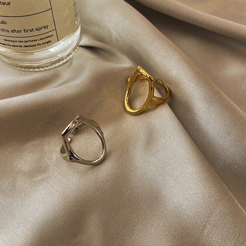 Anillo abierto hueco de moda de estilo universitario de estilo coreano al por mayor