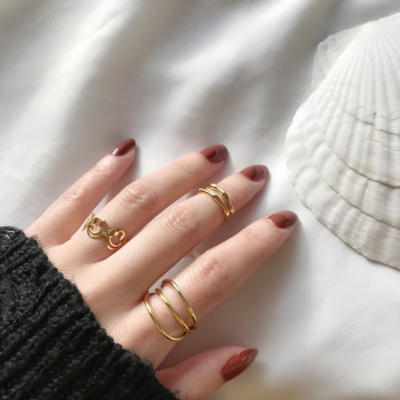 Anillo de línea multicapa de moda estilo coreano para mujer Ins Niche Normcore Bag Simple personalidad abierto índice dedo anillo de moda
