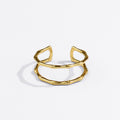 Anillo de bambú de moda femenino doble hueco creativo simple moda anillo abierto