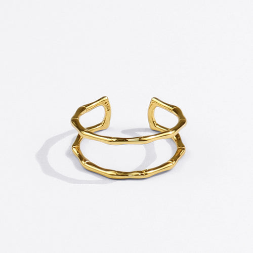 Anillo de bambú de moda femenino doble hueco creativo simple moda anillo abierto