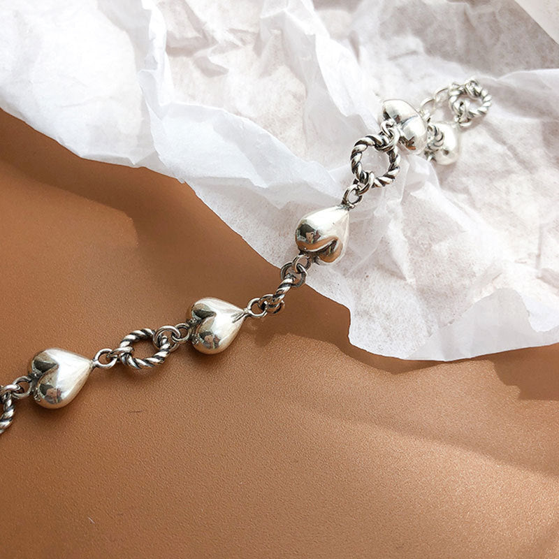 Pulsera de costura de círculo de corazón retro diseño de nicho femenino pulsera en forma de corazón de cadena trenzada