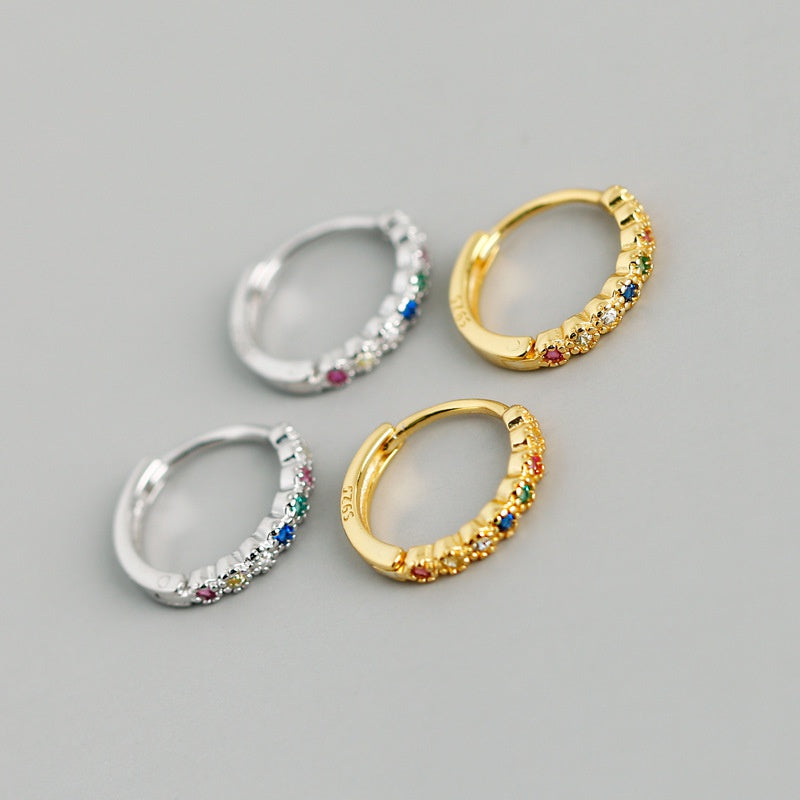 Pendientes de oro laminado de circón de color mezclado al por mayor