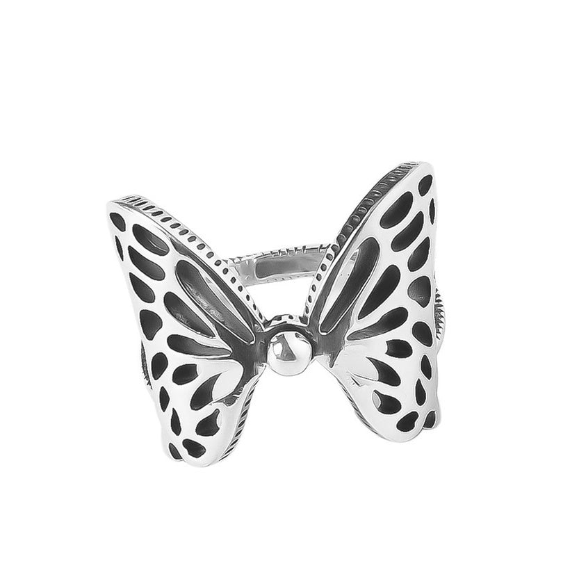 Anillo de mariposa con alas retro, anillo de personalidad a la moda, anillo de dedo índice