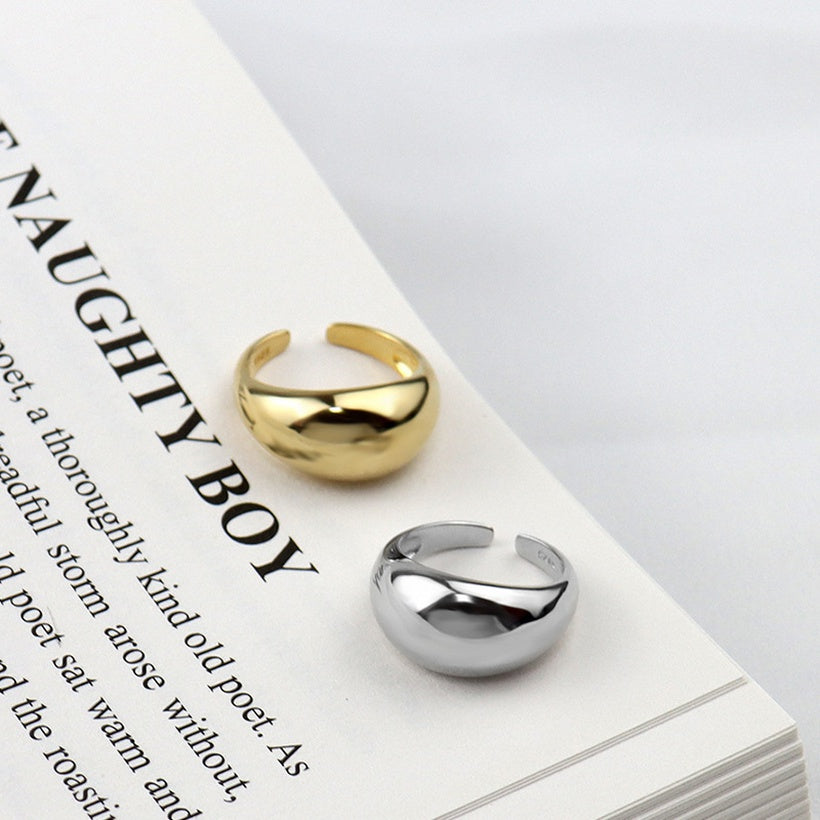 anillo simple liso simple moda creativa apertura geométrica anillo de oro laminado de temperamento ajustable