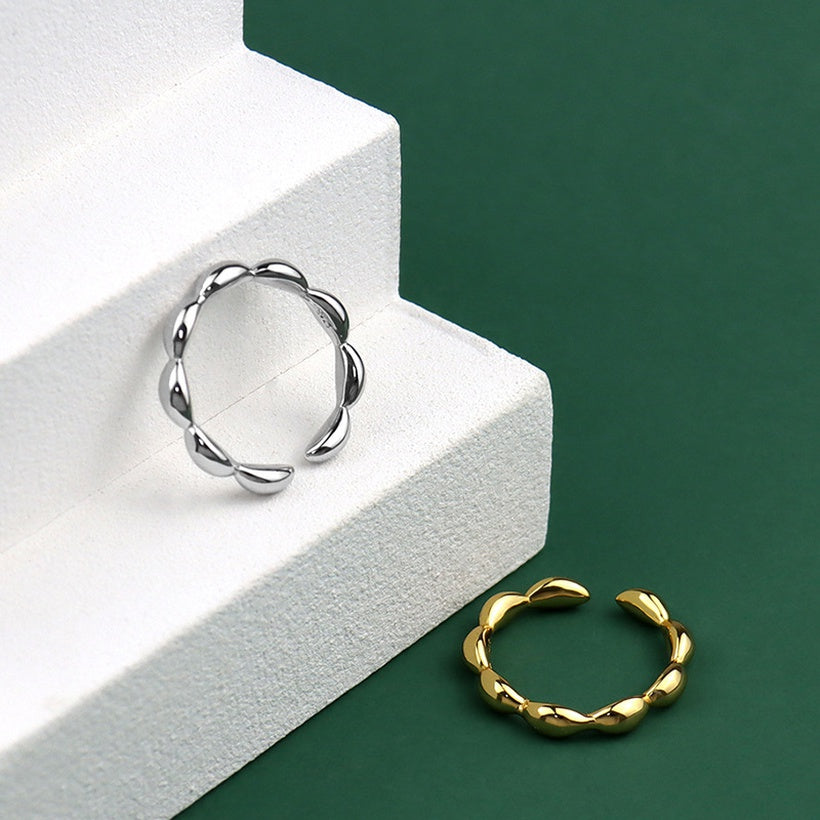 Versión coreana del diseño de anillo en forma de oliva sentido geométrico anillo abierto al por mayor